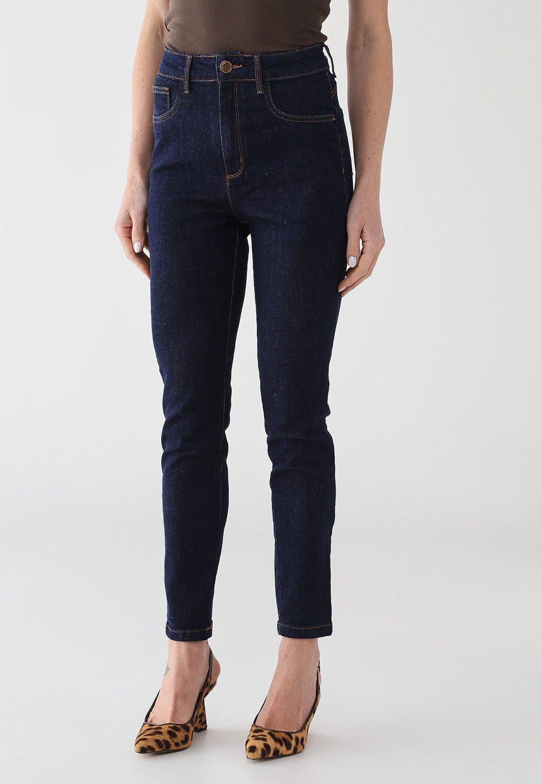 Calça Jeans Feminina Lança Perfume Skinny Vesta Ankle Azul Escura