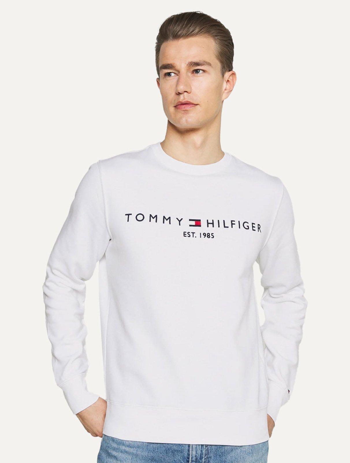 Moletom Tommy Hilfiger Masculino Fleece Logo Crewneck Branco