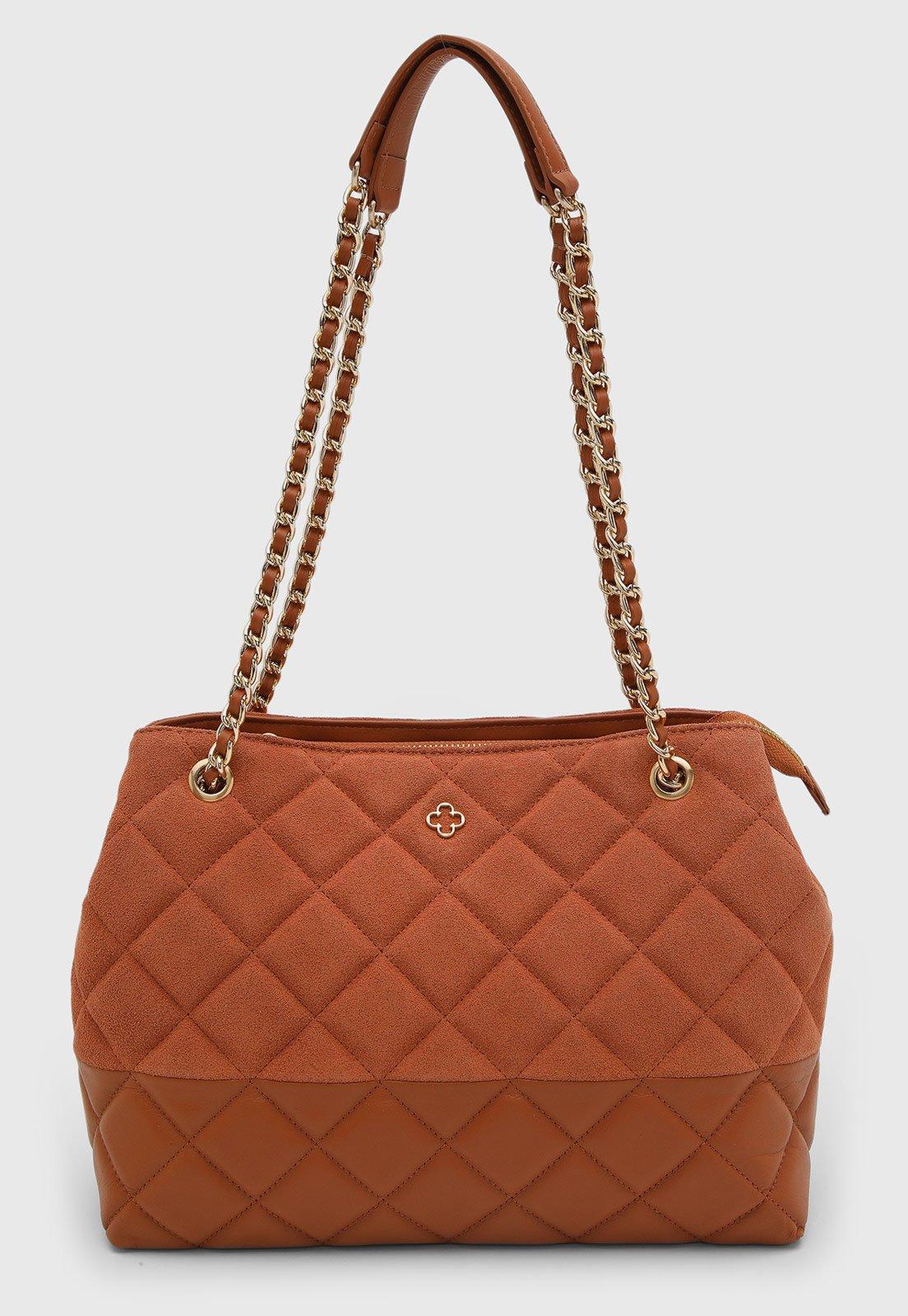Bolsa Feminina Capodarte Acolchoada Alça Corrente Caramelo