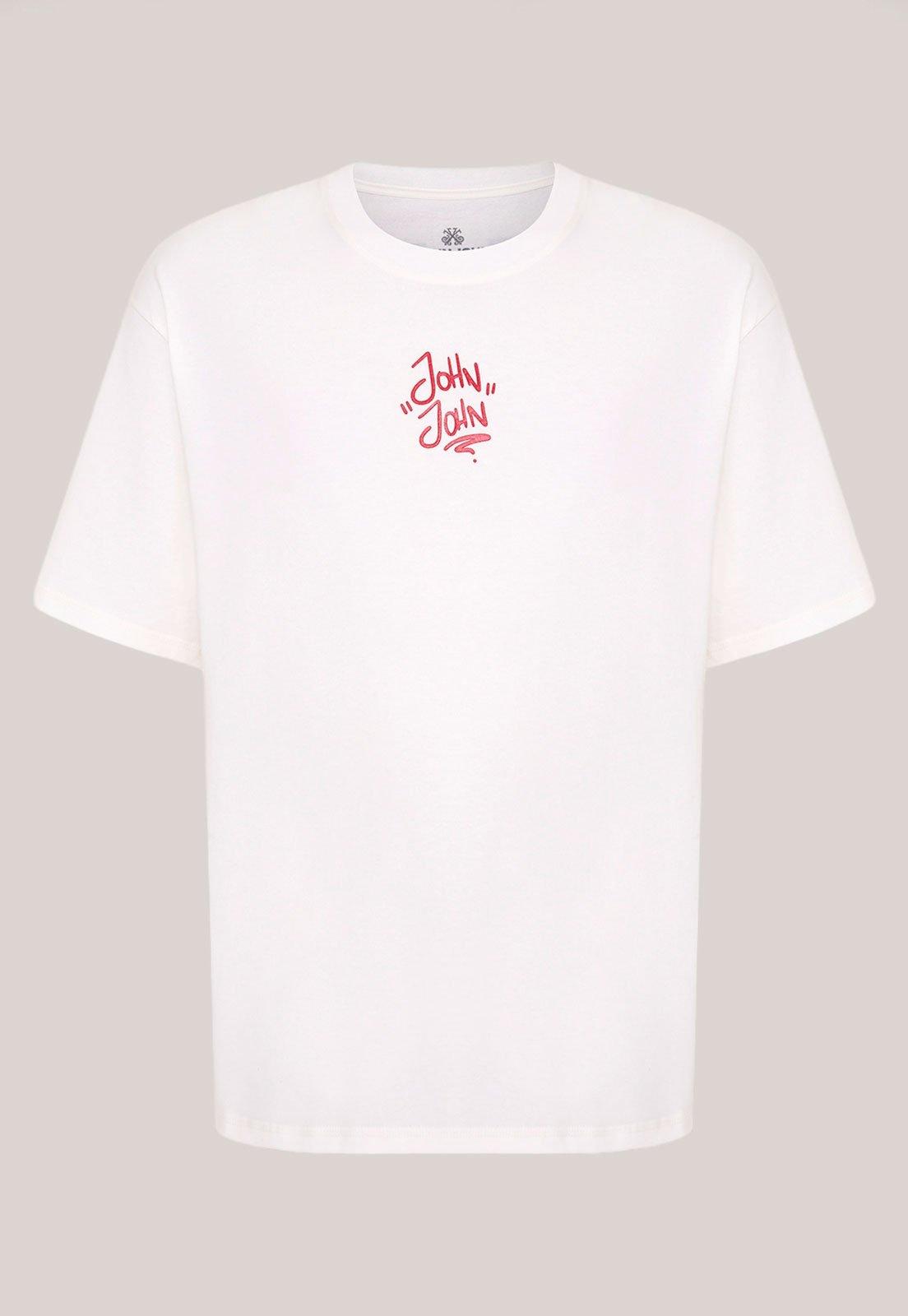 Camiseta Masculina John John Estampa CDs Branca