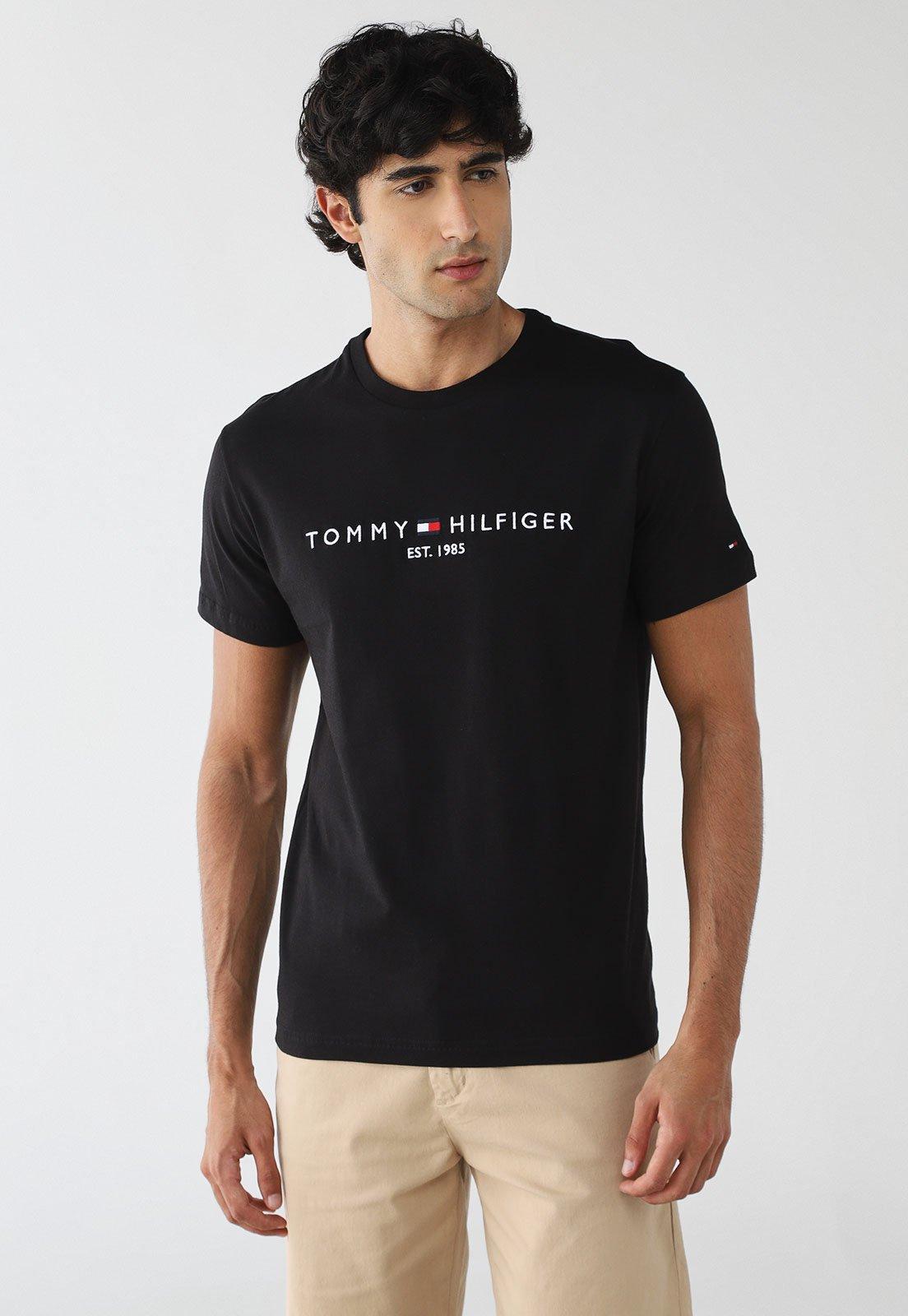 Camiseta Tommy Hilfiger Regular Chest Insert Preta