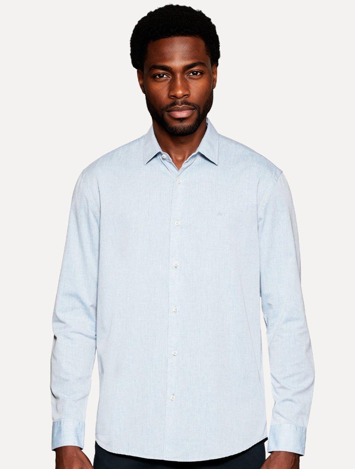 Camisa Aramis Masculina Slim Algodão Willis Azul Pastel