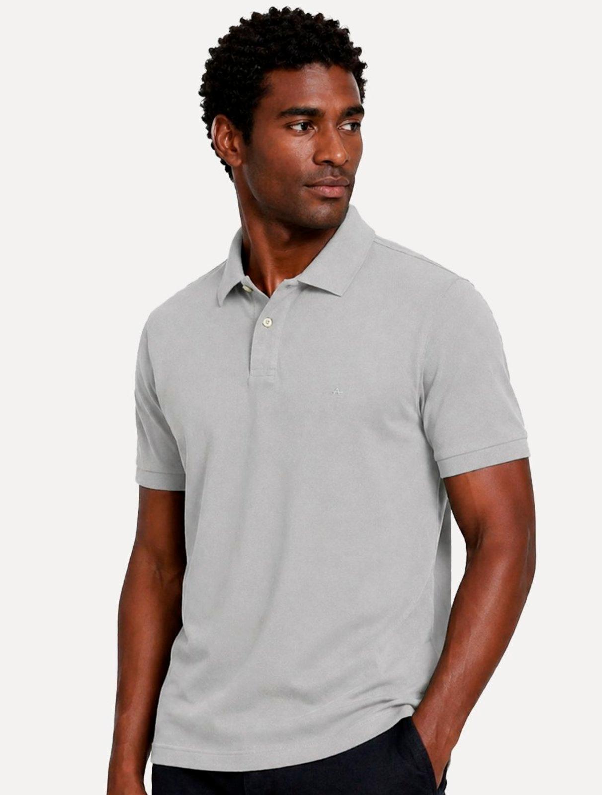 Polo Aramis Masculina Basic Piquet Mono Chumbo