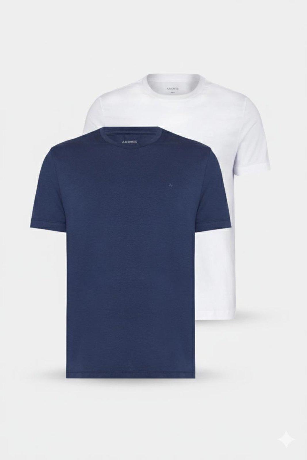 Kit 2 Camiseta Aramis Manga Curta New Basic Marinho e Branco