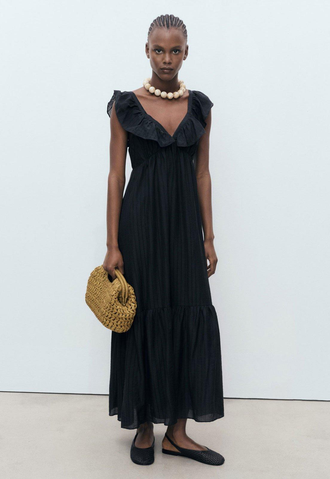 Vestido Mango Midi Romana Preto