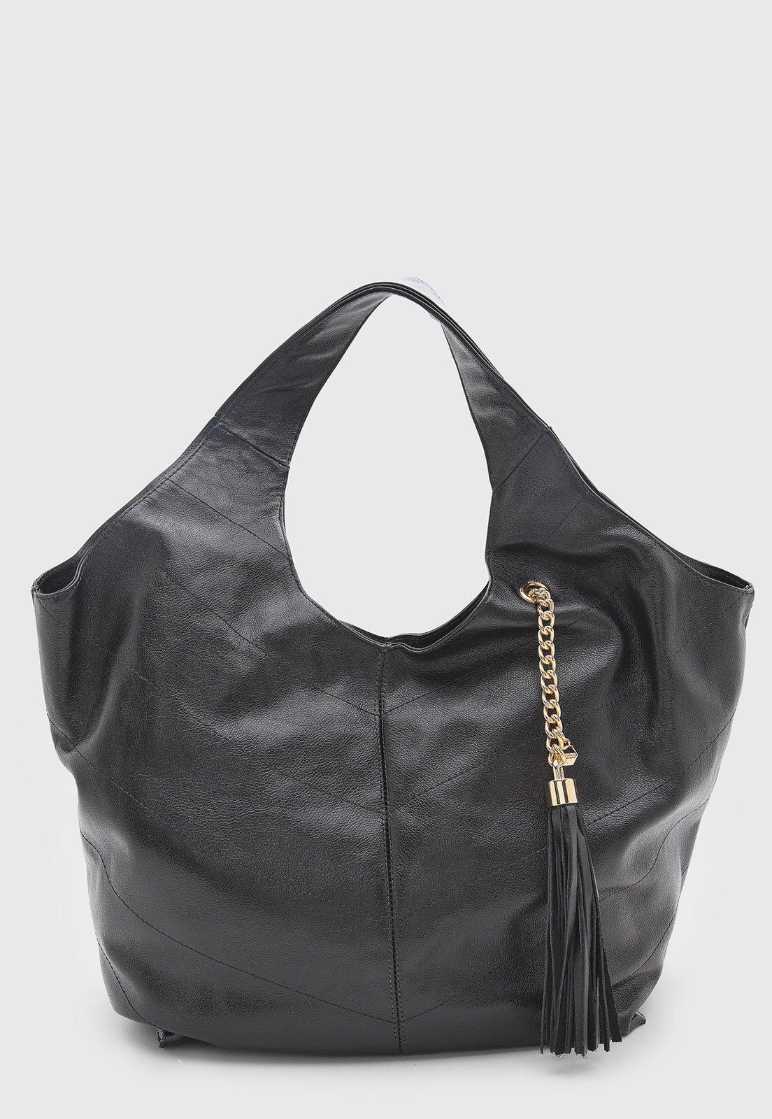 Bolsa Feminina Arezzo Grande Couro Preta