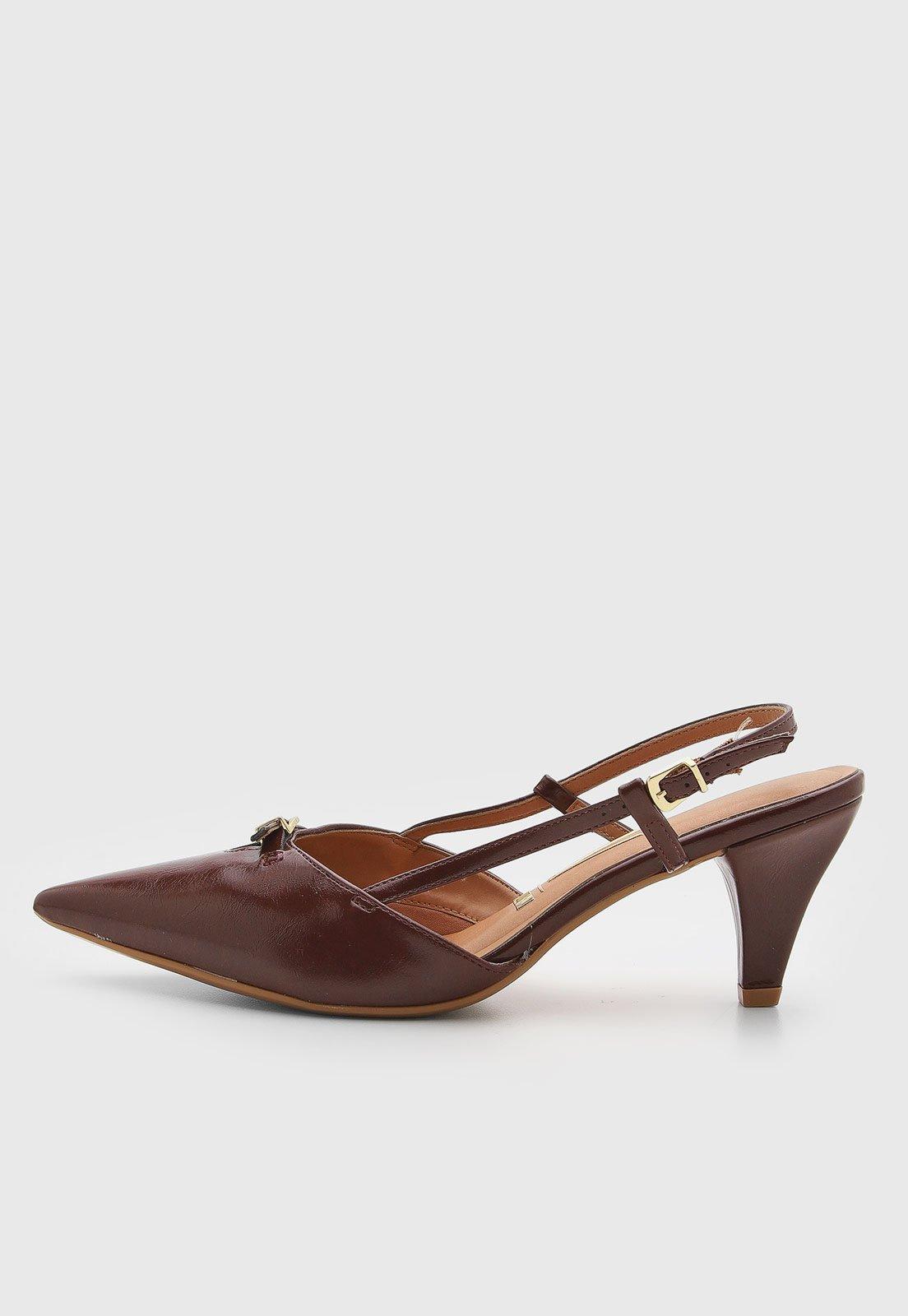 Sapato Feminino Vizzano Slingback Salto Médio Burgundy