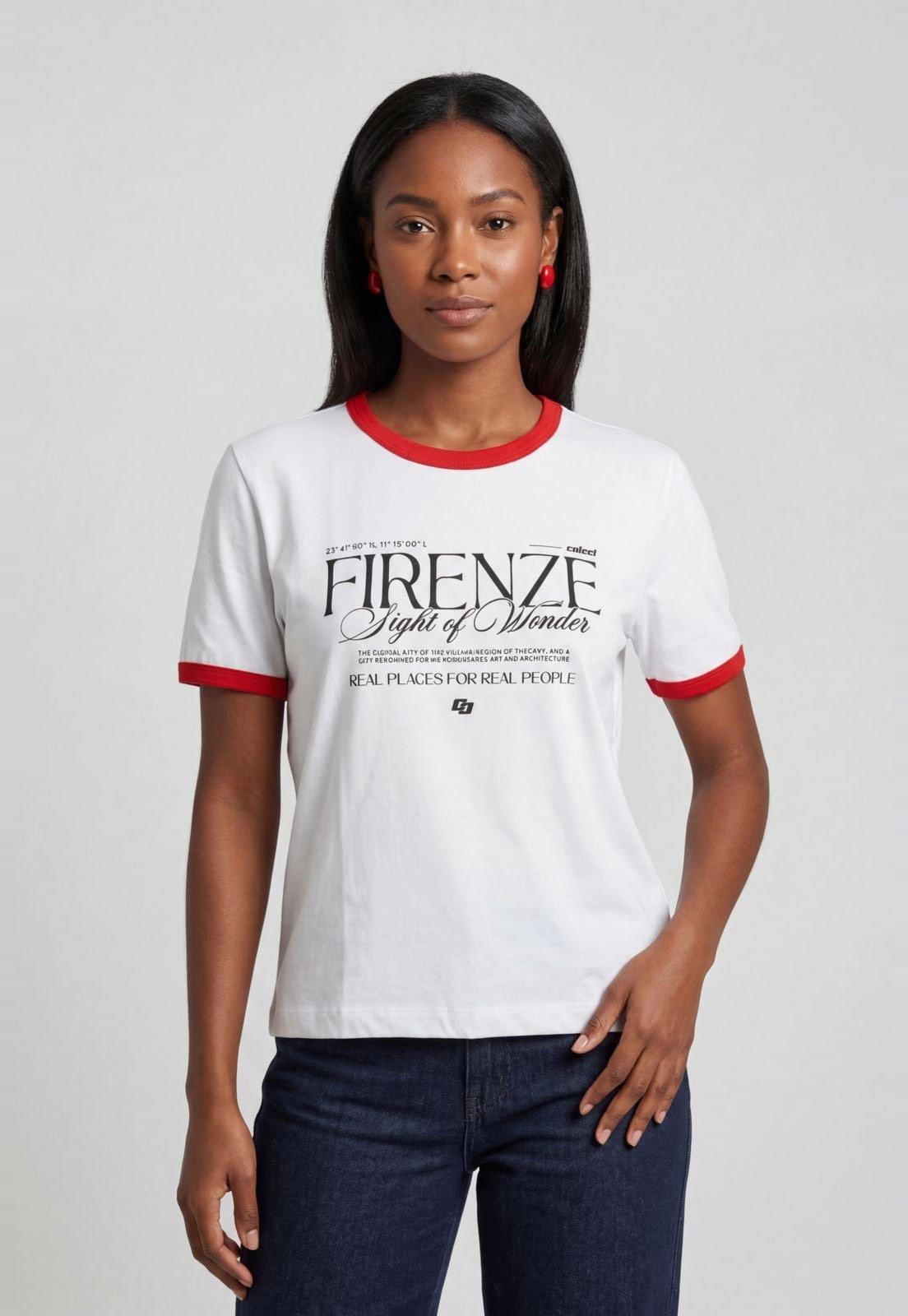 Camiseta Feminina Colcci Estampa Firenze Branca