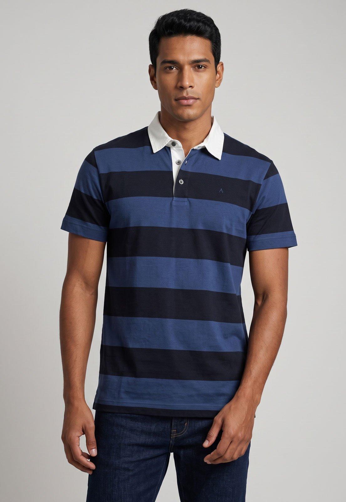 Polo Masculina Aramis Listrada Azul Marinho