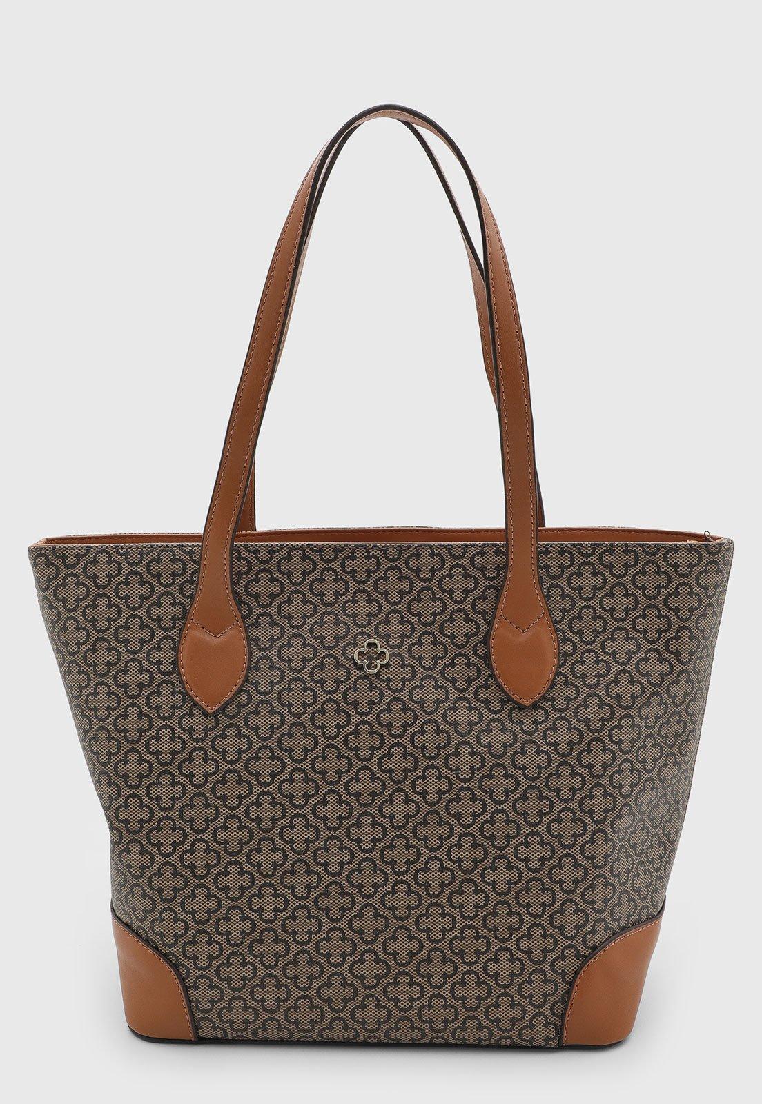 Bolsa Feminina Capodarte Grande Monograma Bege