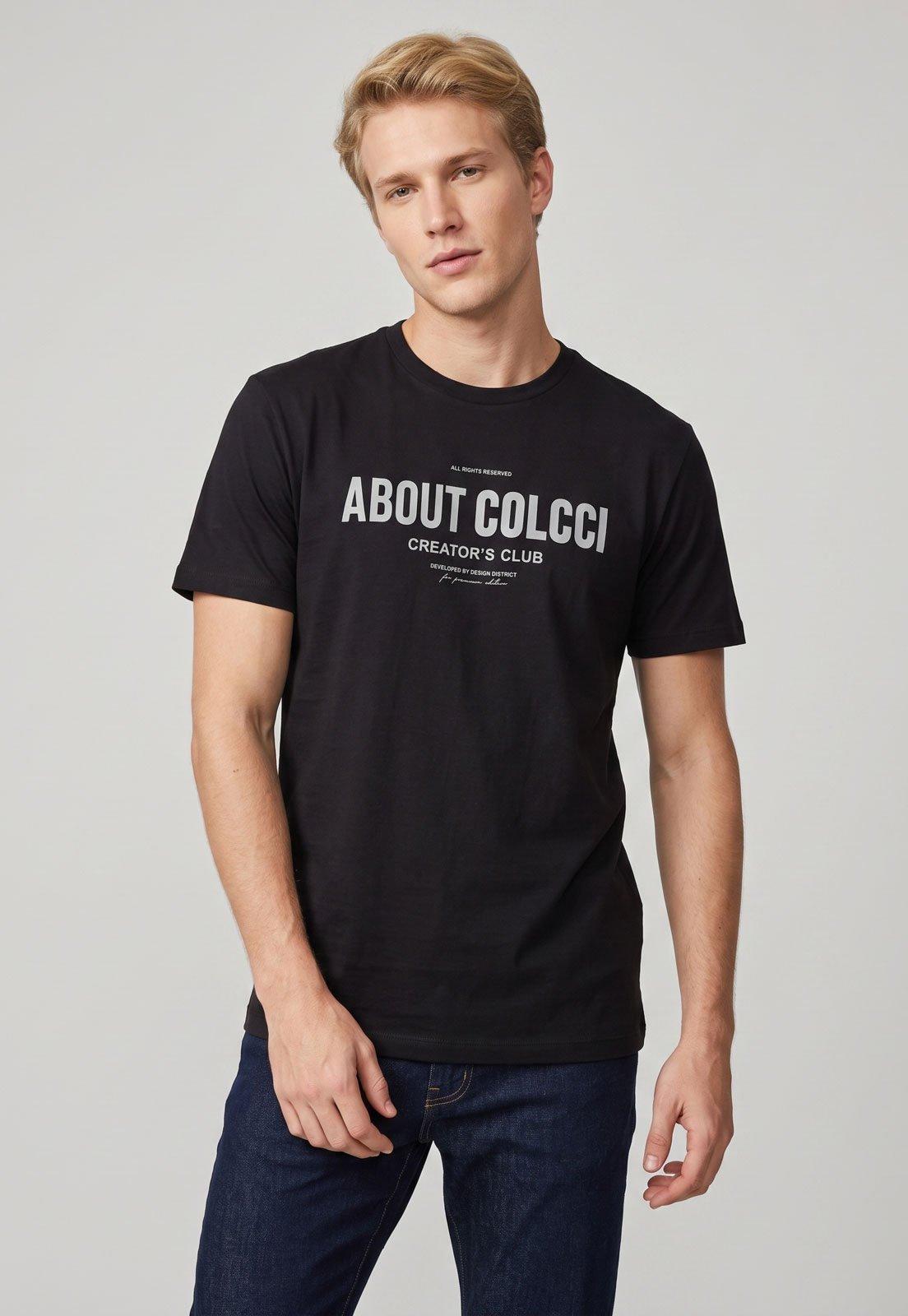 Camiseta Masculina Colcci Estampa Frontal Preta
