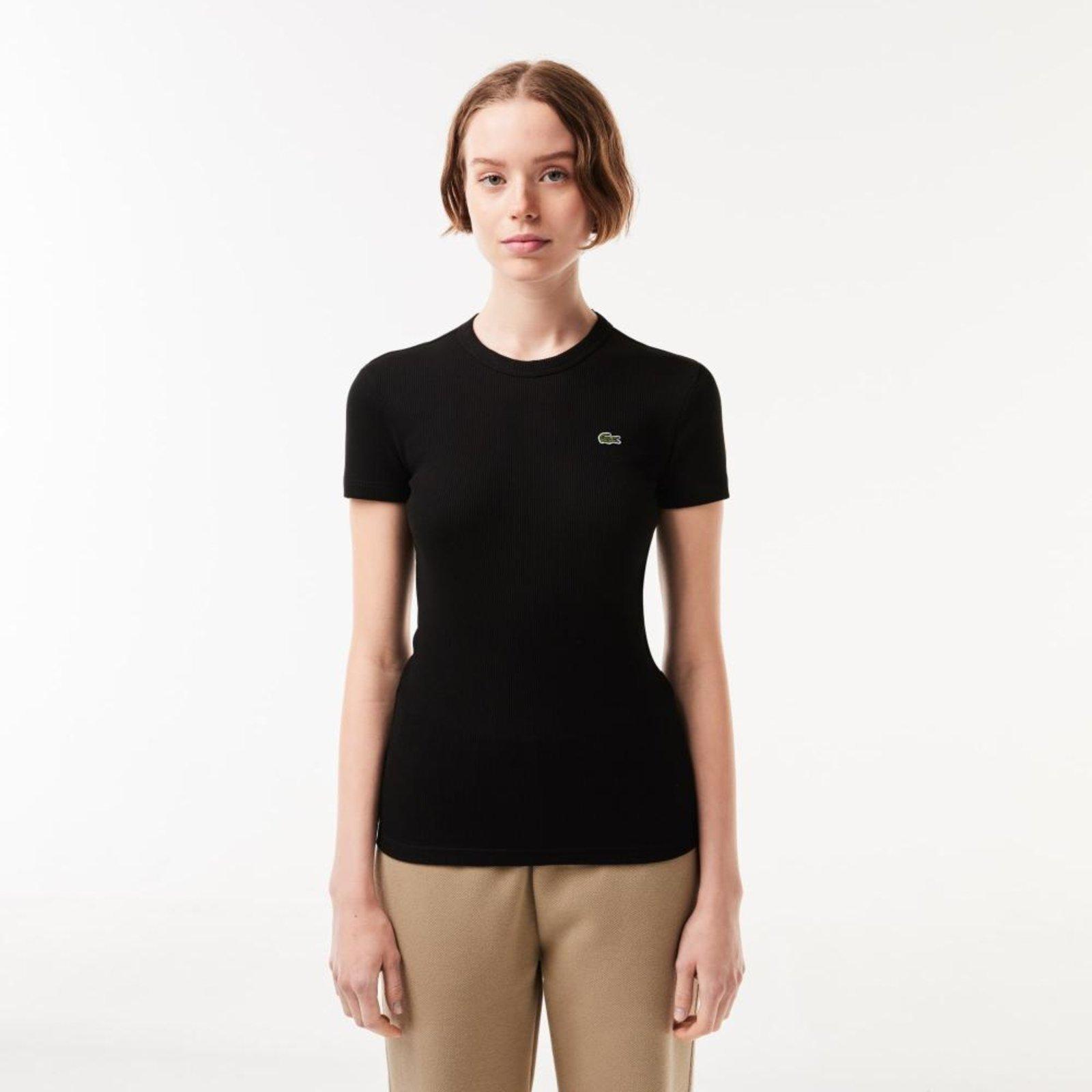 Camiseta feminina em algodão orgânico com modelagem ajustada Preto