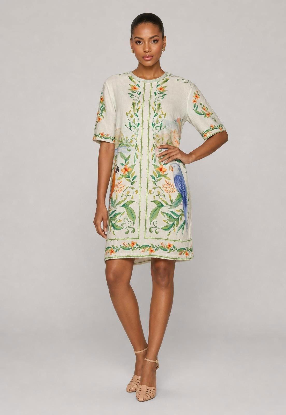 Vestido Curto Feminino FARM Estampa Floral Branco
