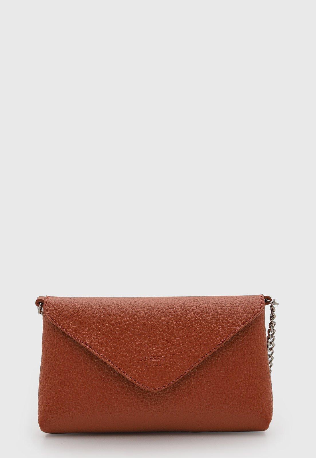 Bolsa Feminina Arezzo Clutch Alça Corrente Caramelo