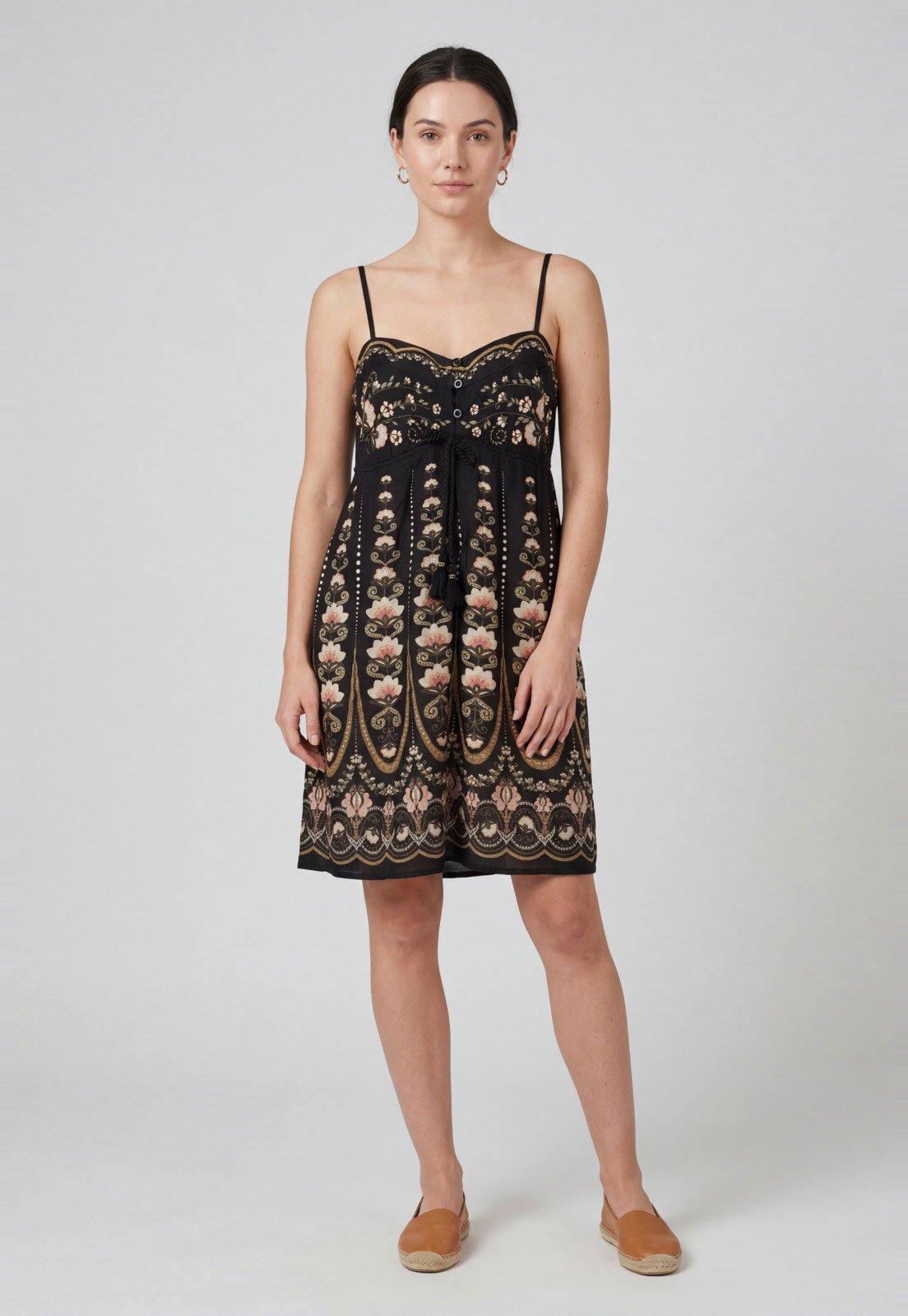 Vestido Feminino FARM Estampa Floral Preto