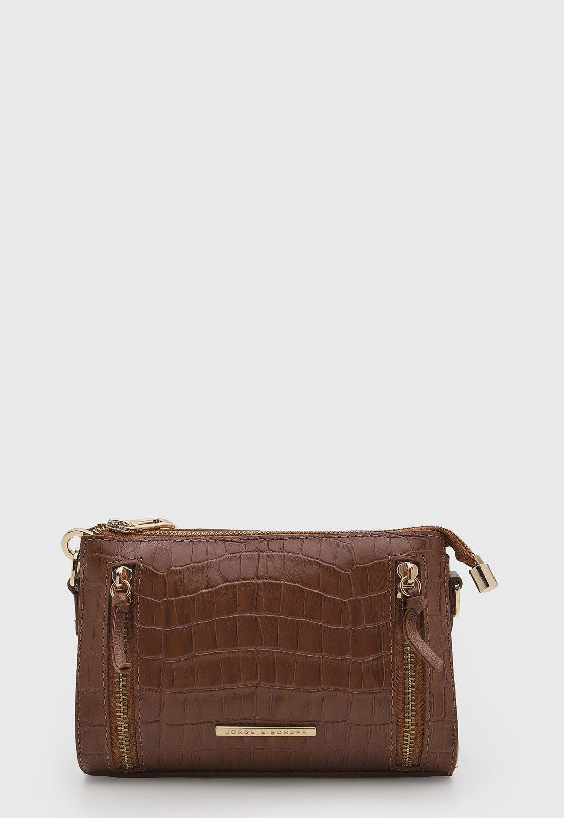 Bolsa Jorge Bischoff Couro Croco Marrom