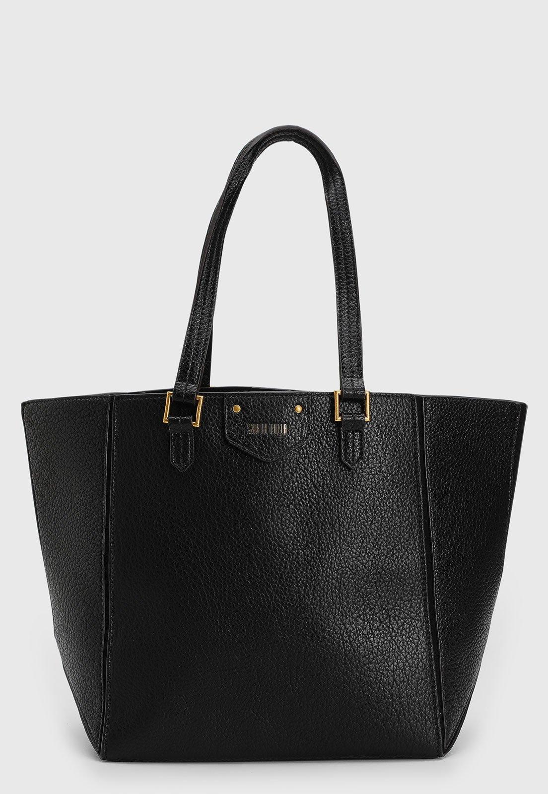 Bolsa Feminina Santa Lolla Grande Detalhes Metal Preta