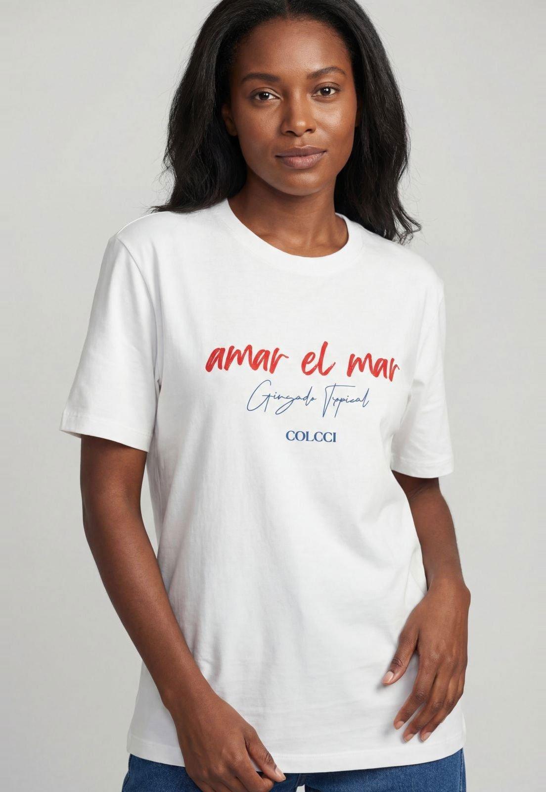 Camiseta Feminina Colcci Estampa Lettering Branca
