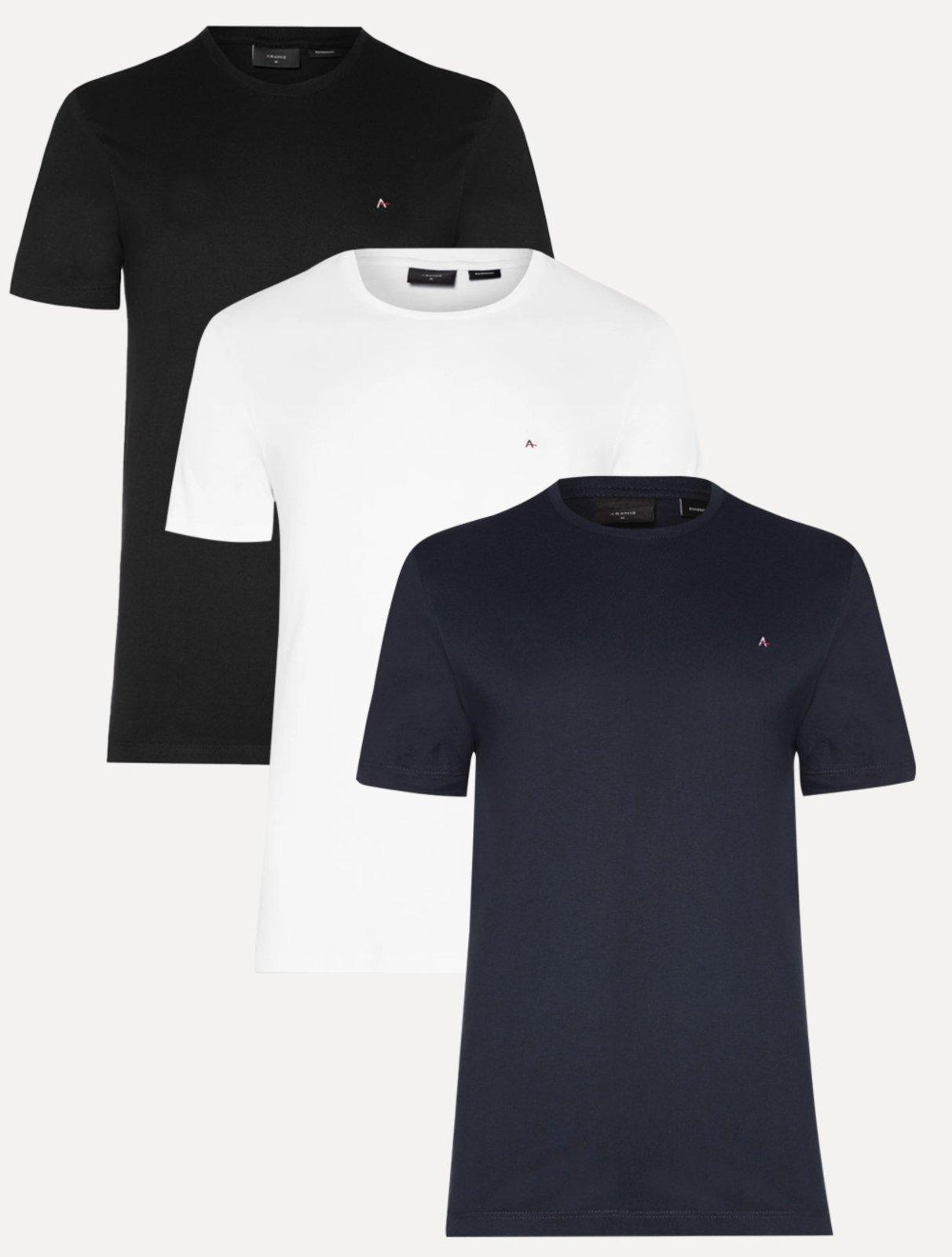 Kit Camisetas Aramis Basic Lisa Preta/Branca/Azul Marinho