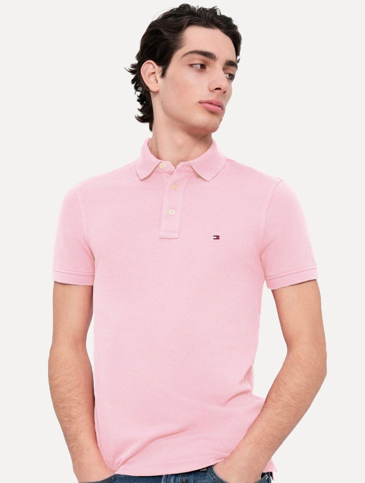 Polo Tommy Hilfiger Masculina Slim Piquet 1985 Rosa