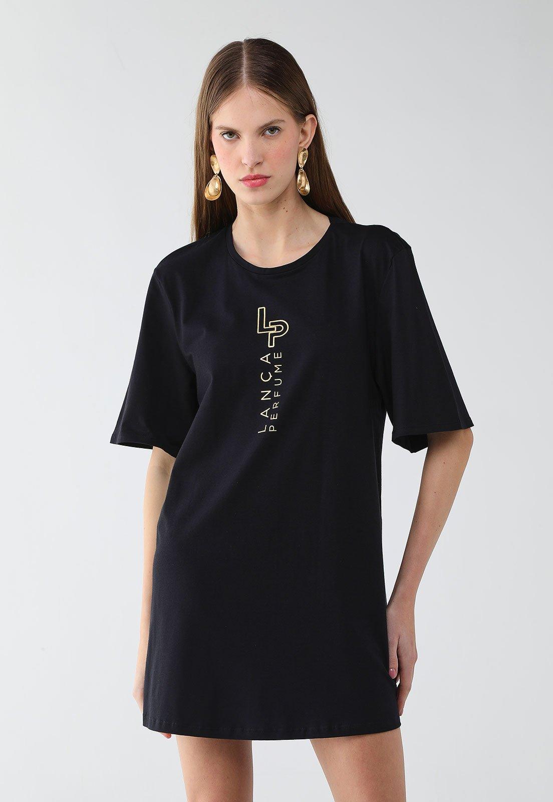 Vestido Feminino Lança Perfume T-Dress Logo Vertical Preto