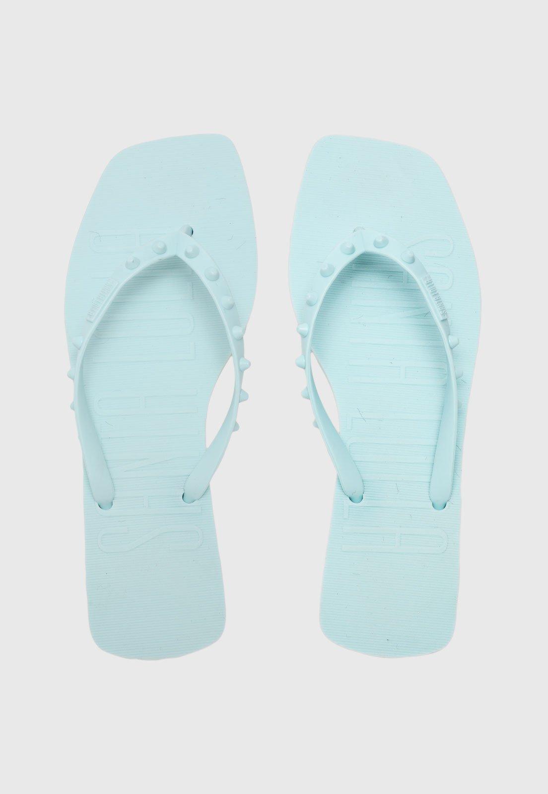 Chinelo Feminino Santa Lolla Tachas Azul Claro