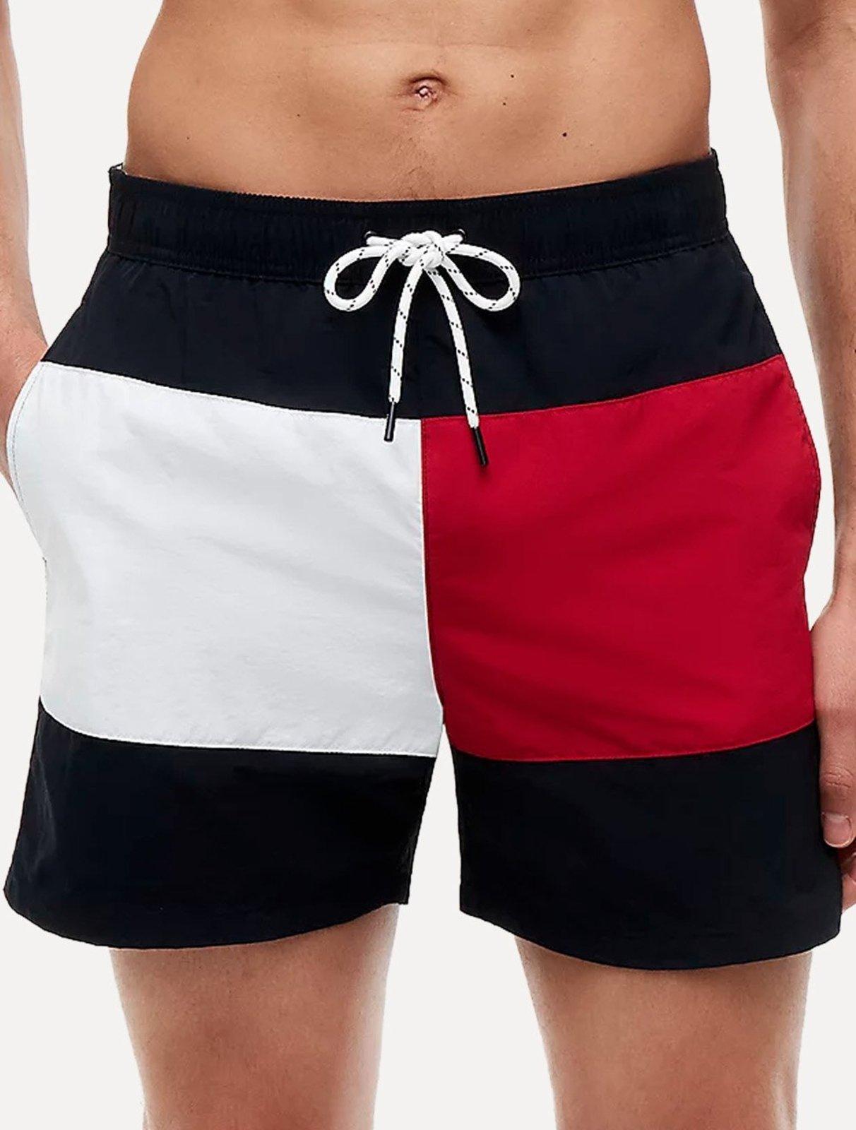Short Tommy Hilfiger Medium Drawstring Big Colourblock Azul Marinho