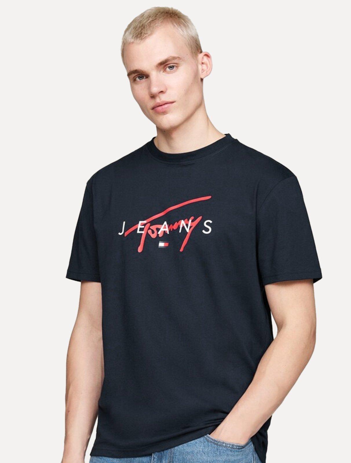 Camiseta Tommy Jeans Masculina Regular Signature Twist Logo Tee Azul Marinho