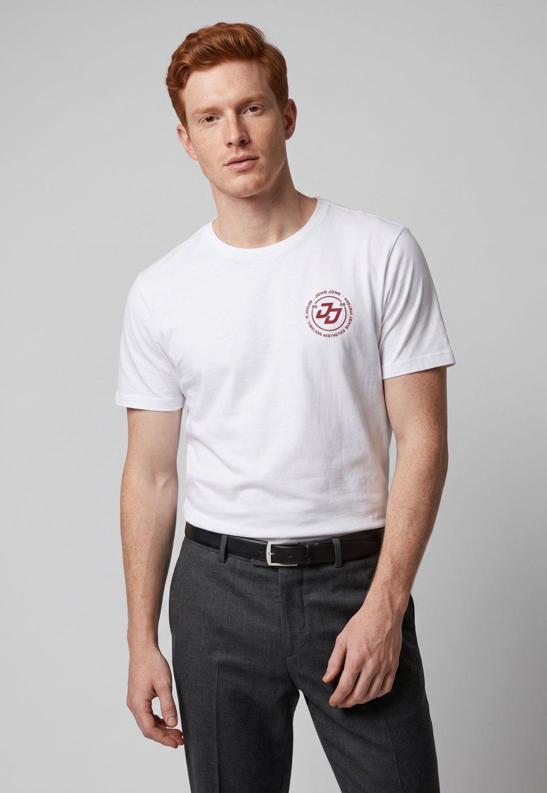 Camiseta Masculina John John Estampa Frontal Branca