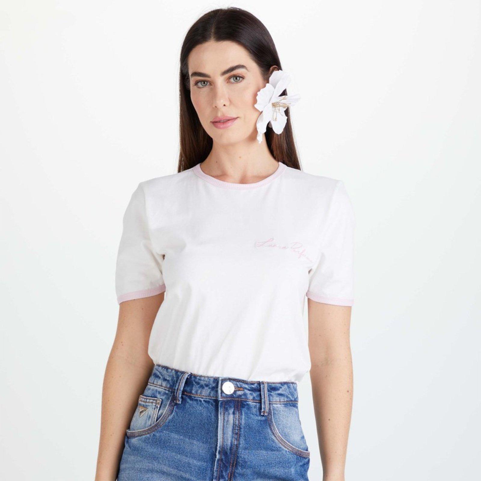 Camiseta Lança Perfume Logo Bordado Ve25 Off White Feminino
