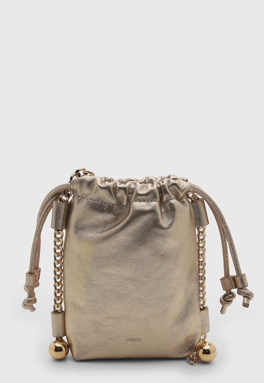 Bolsa Feminina Arezzo Couro Estruturada Dourada