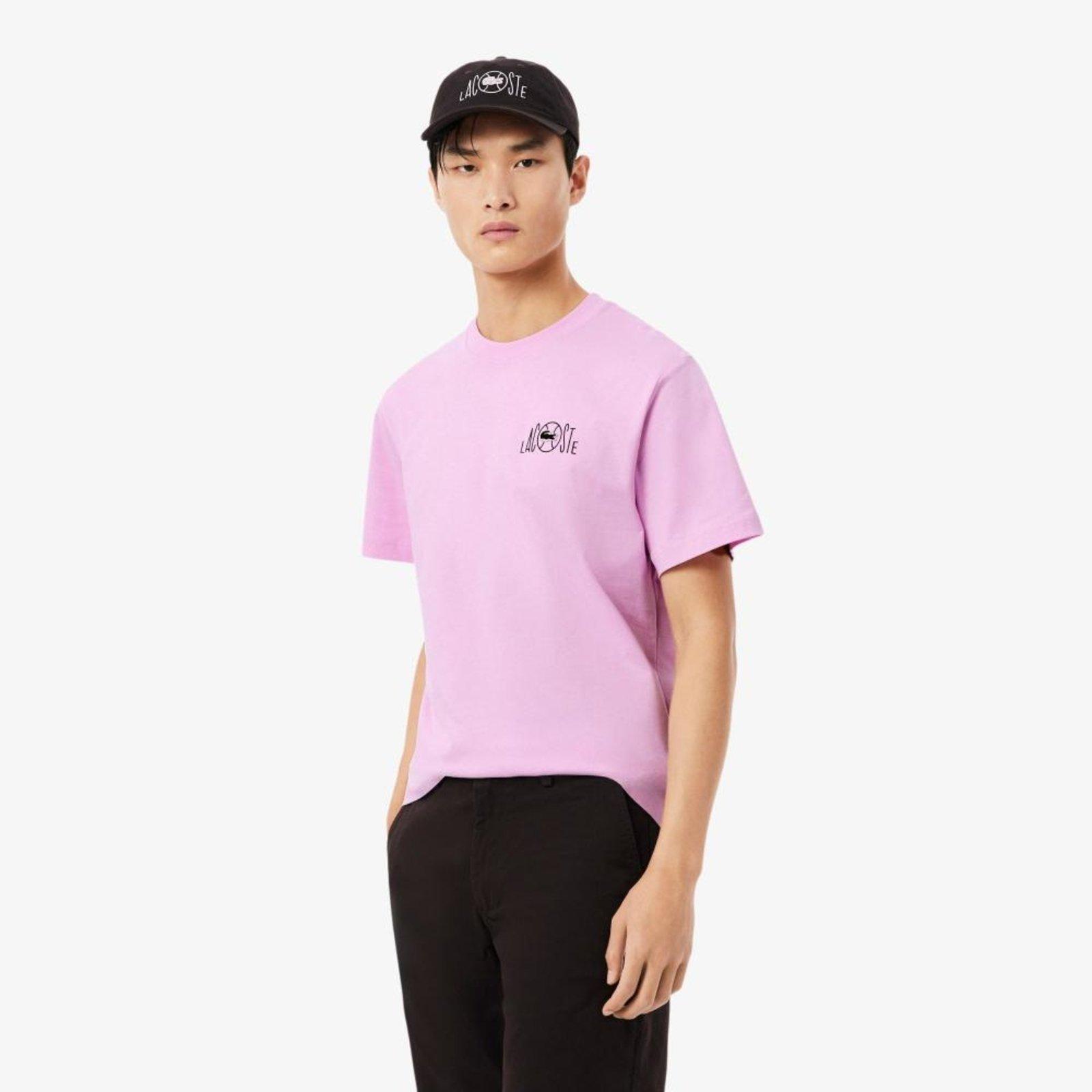 Camiseta de Algodão Estampada Rosa