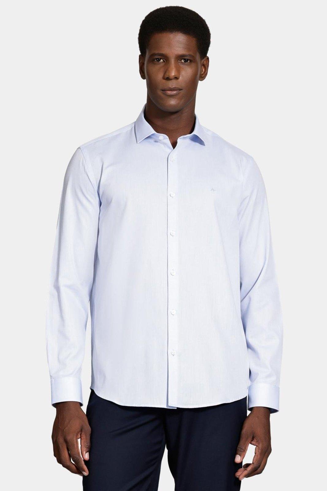 Camisa Aramis Manga Longa Tricoline Maquineta Azul Claro