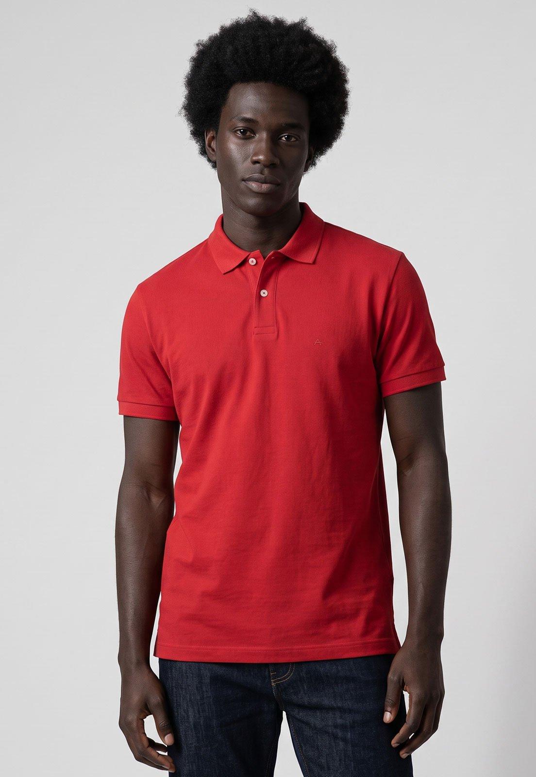 Polo Masculina Aramis Logo Bordado Vermelha
