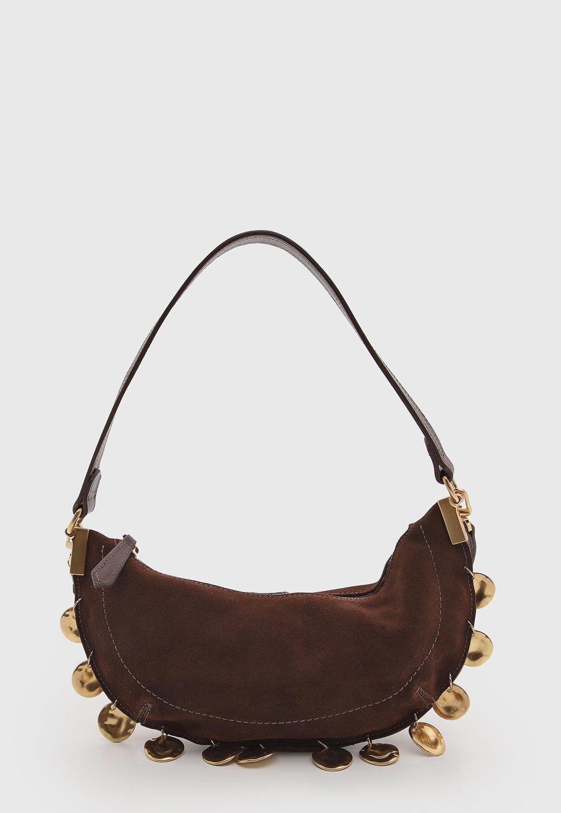 Bolsa Arezzo Couro Camurça Aplicações Marrom
