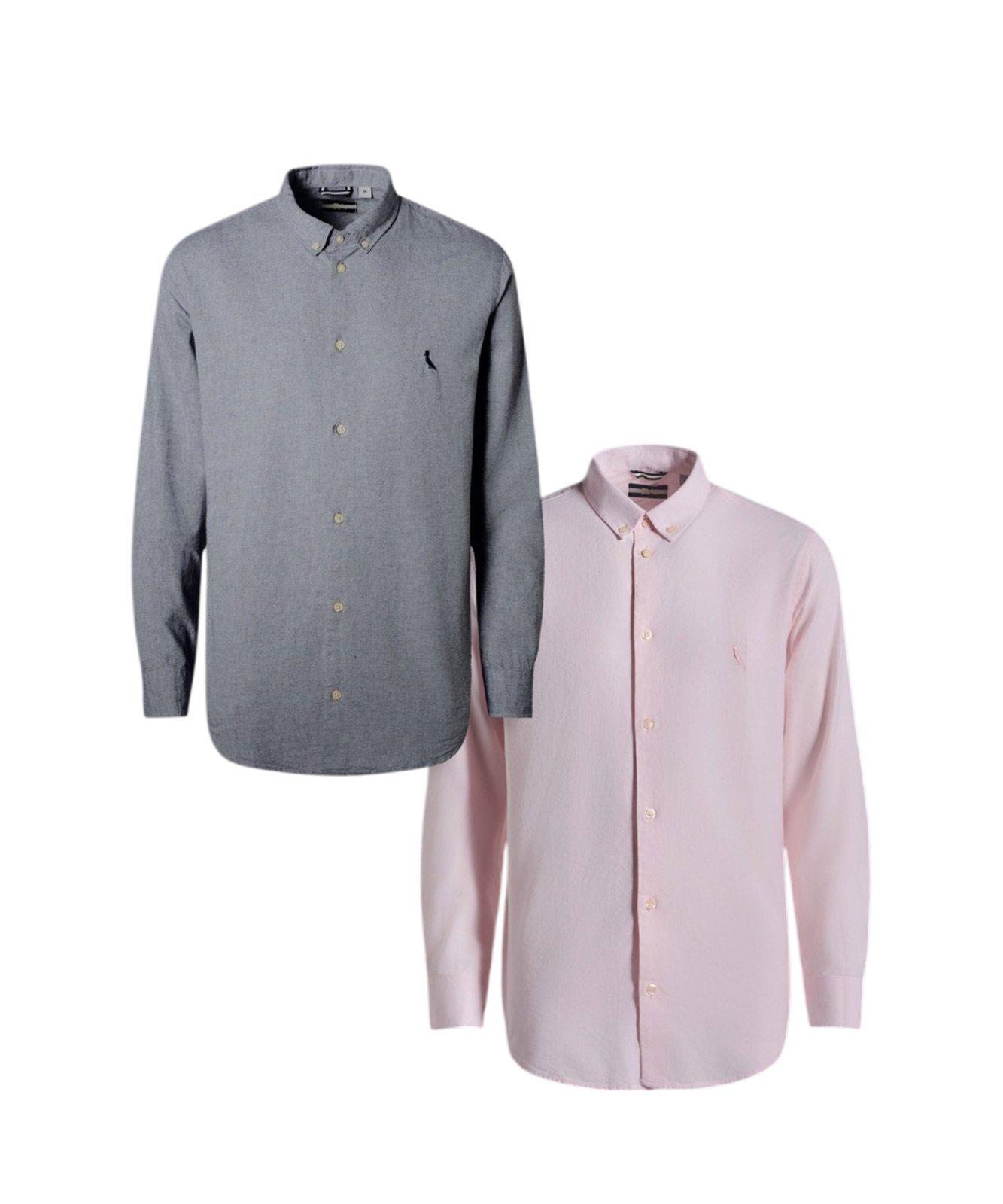 Kit 2 Camisas Manga Longa Oxford Color Reserva