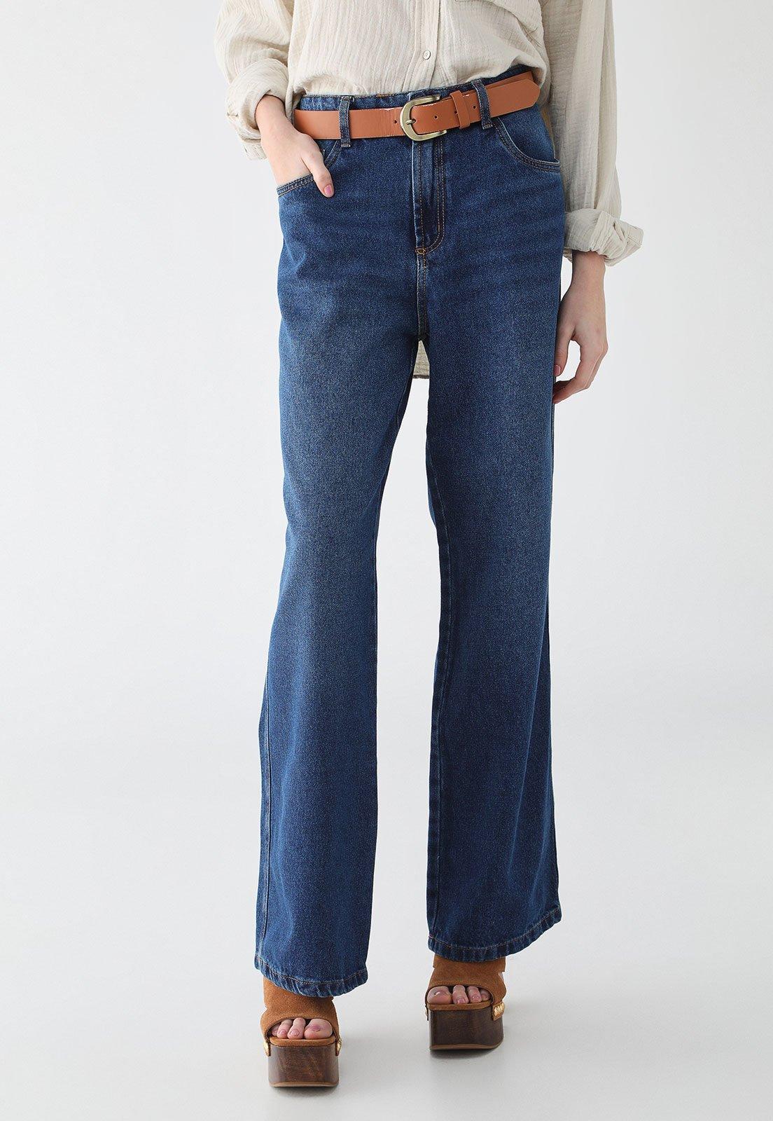 Calça Jeans Feminina Lança Perfume Full Length High Azul