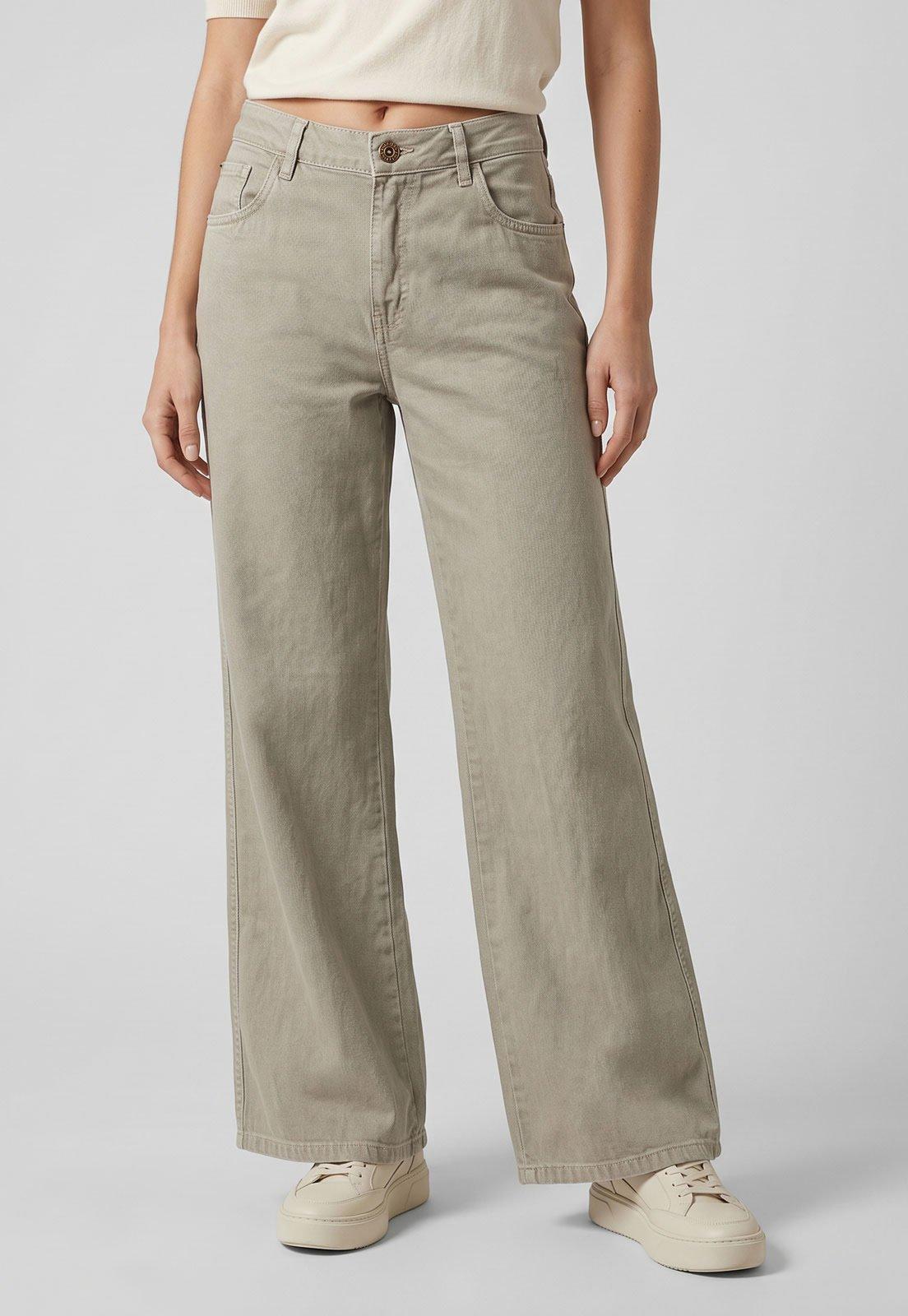 Calça Feminina Lança Perfume Wide Leg Bege