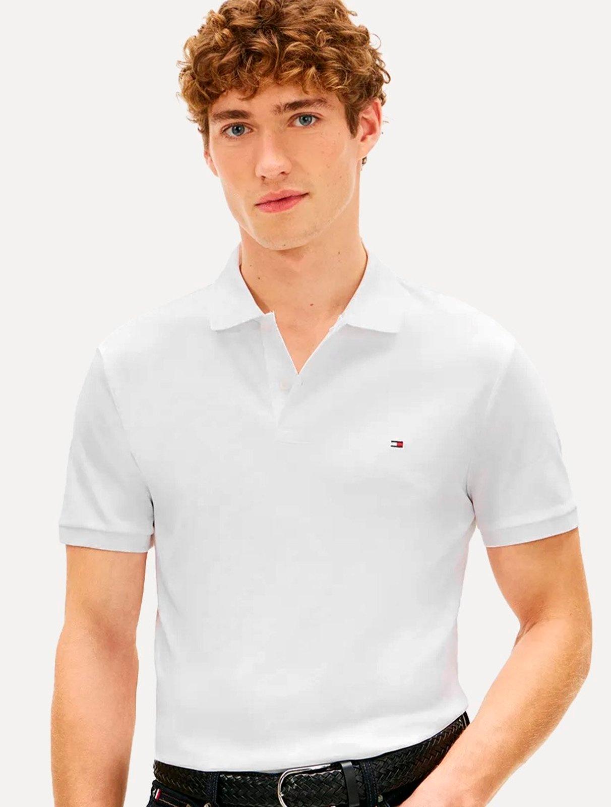 Polo Tommy Hilfiger Masculina Malha Liquid Cotton Regular Branca