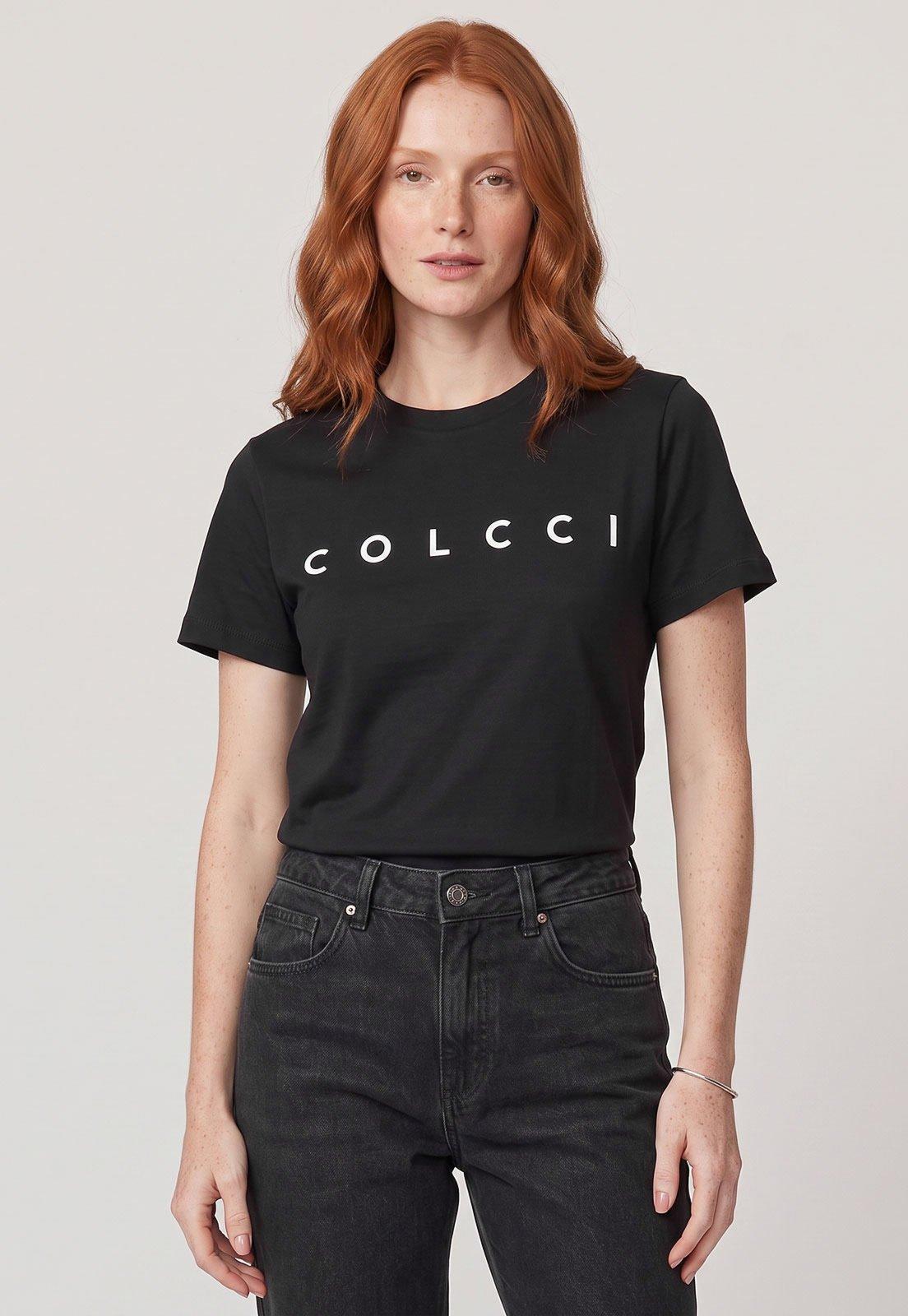 Camiseta Feminina Colcci Estampa Logo Preta
