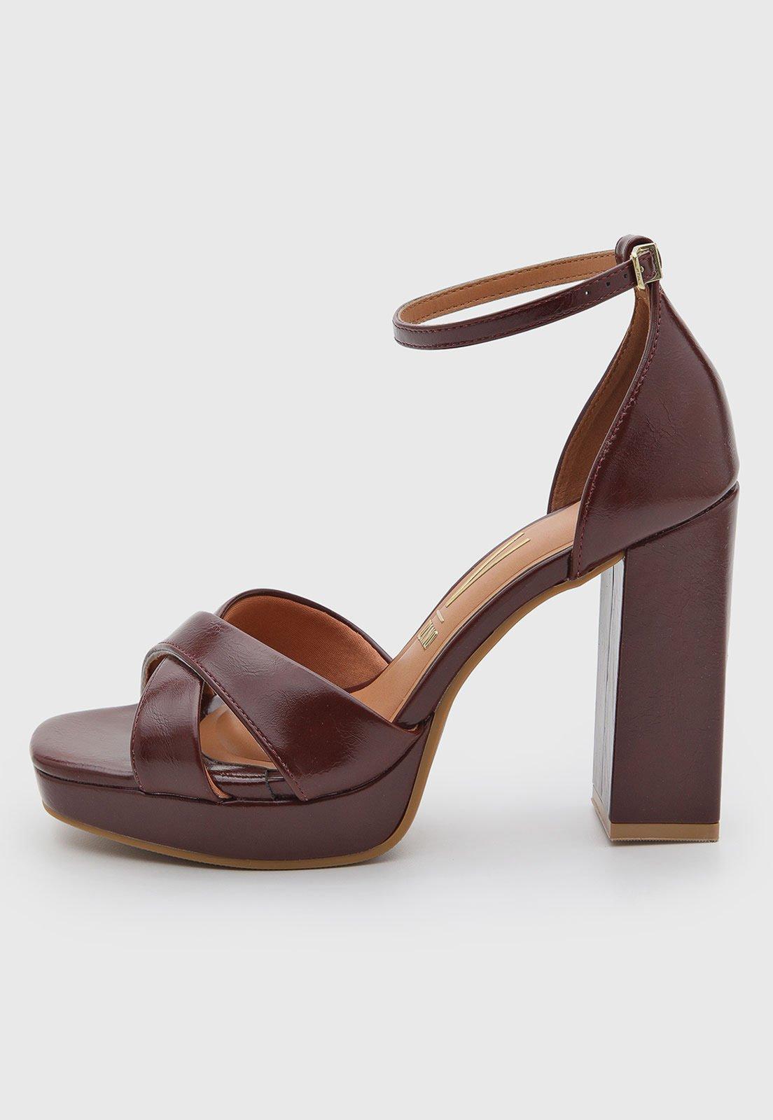 Sandália Feminina Vizzano Salto Bloco Burgundy
