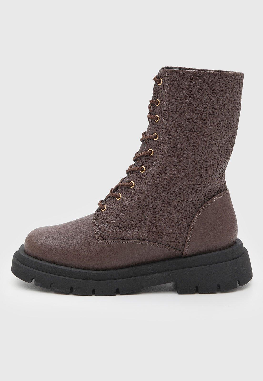 Bota Coturno Feminina Lança Perfume Cano Médio Easy Marrom