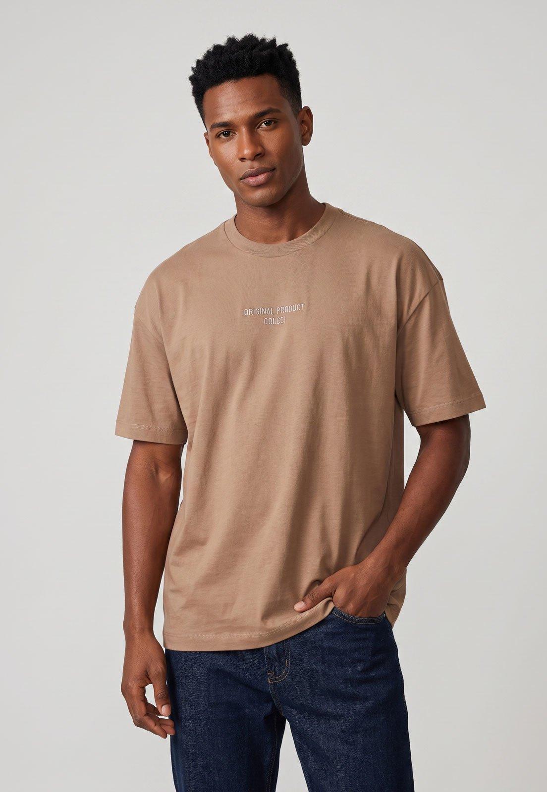 Camiseta Masculina Colcci Bordado Bege