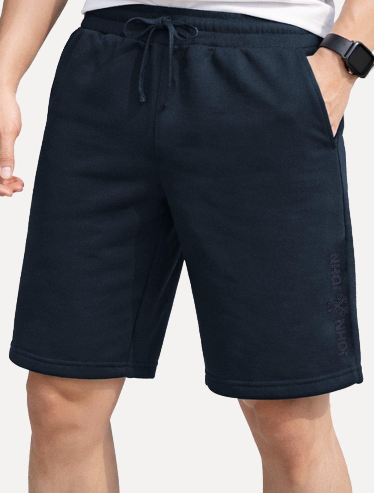 Bermuda John John Masculina Moletom New Basic Print Azul Marinho