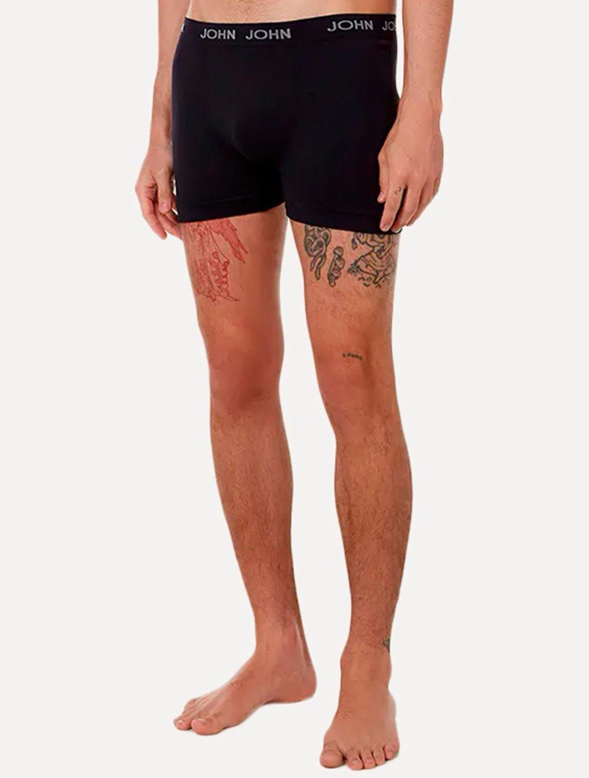 Cueca John John Boxer Poliamida Preta Pack 3UN