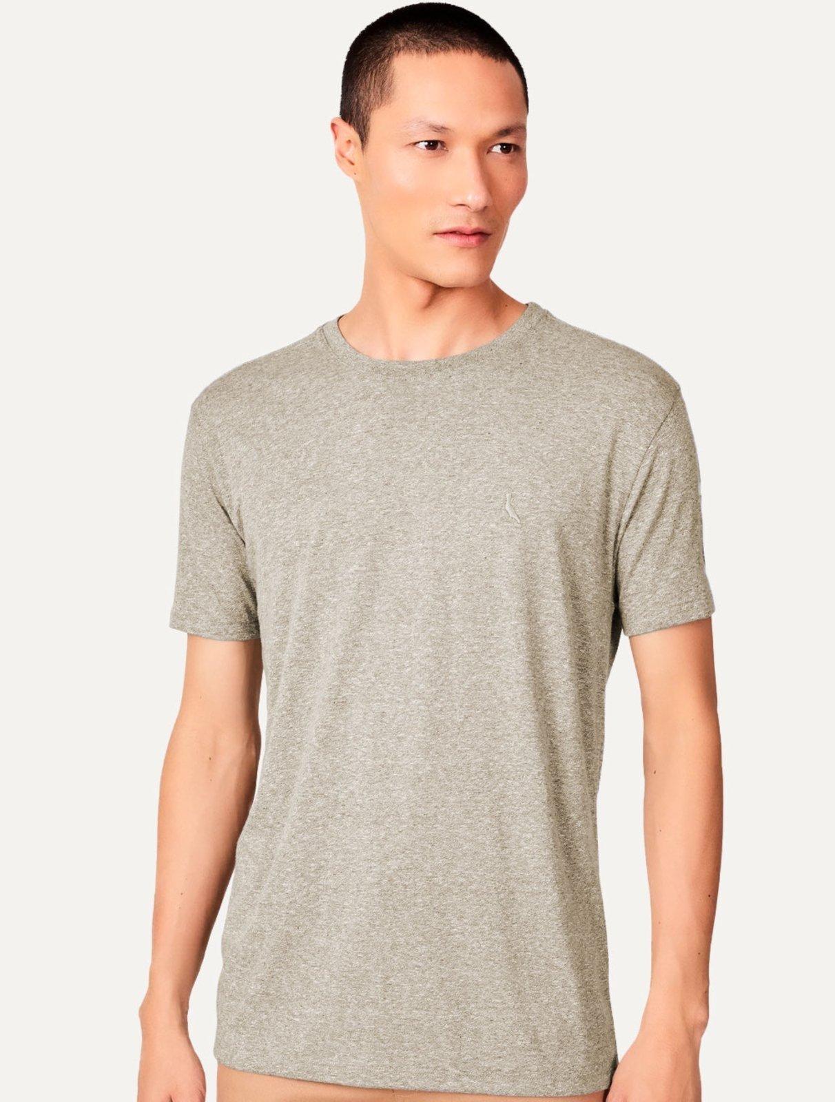 Camiseta Reserva Masculina Slim Malha Pêssego Areia Mescla