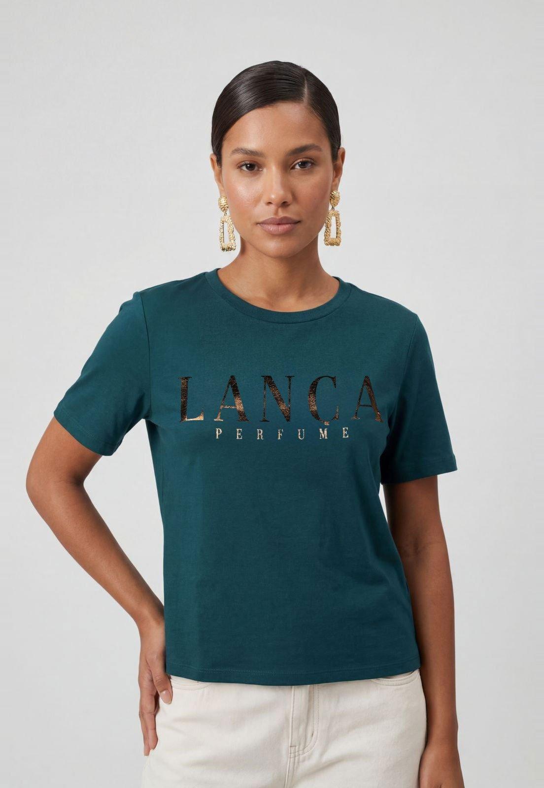 Camiseta Feminina Lança Perfume Estampa Frontal Verde