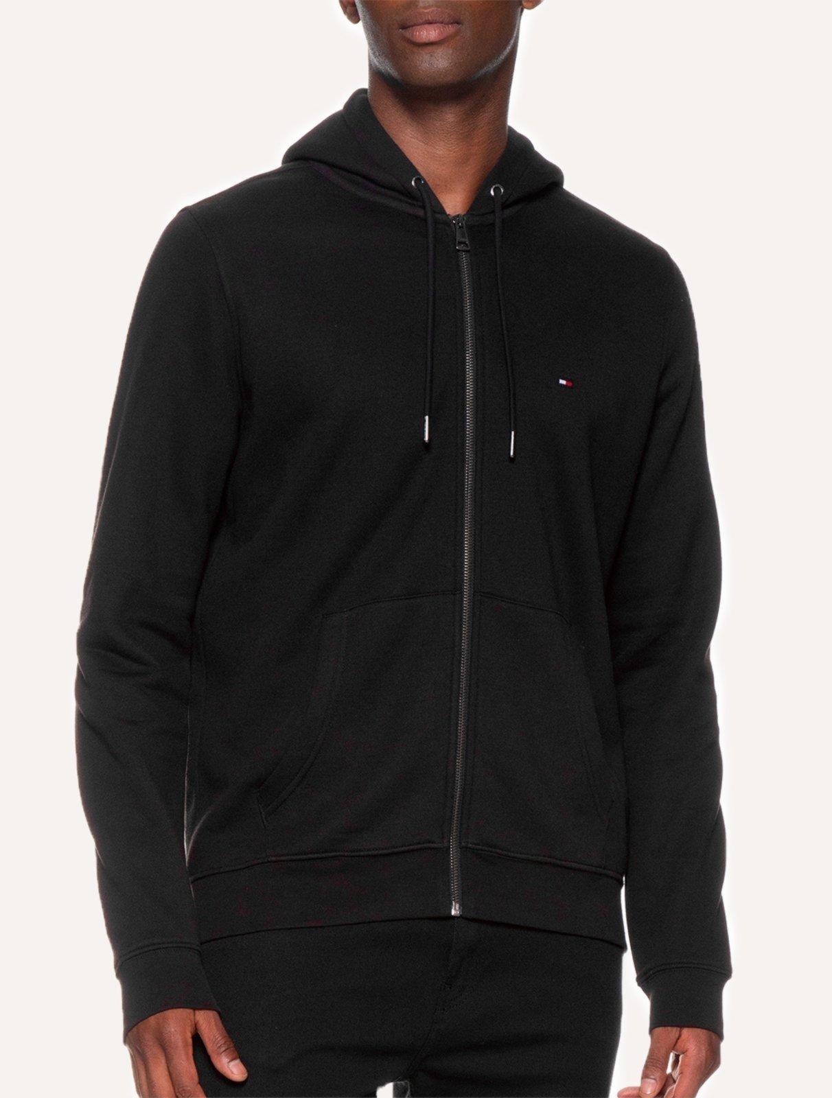 Moletom Tommy Hilfiger Masculino Flag Logo Zip-Through Hoody Preto