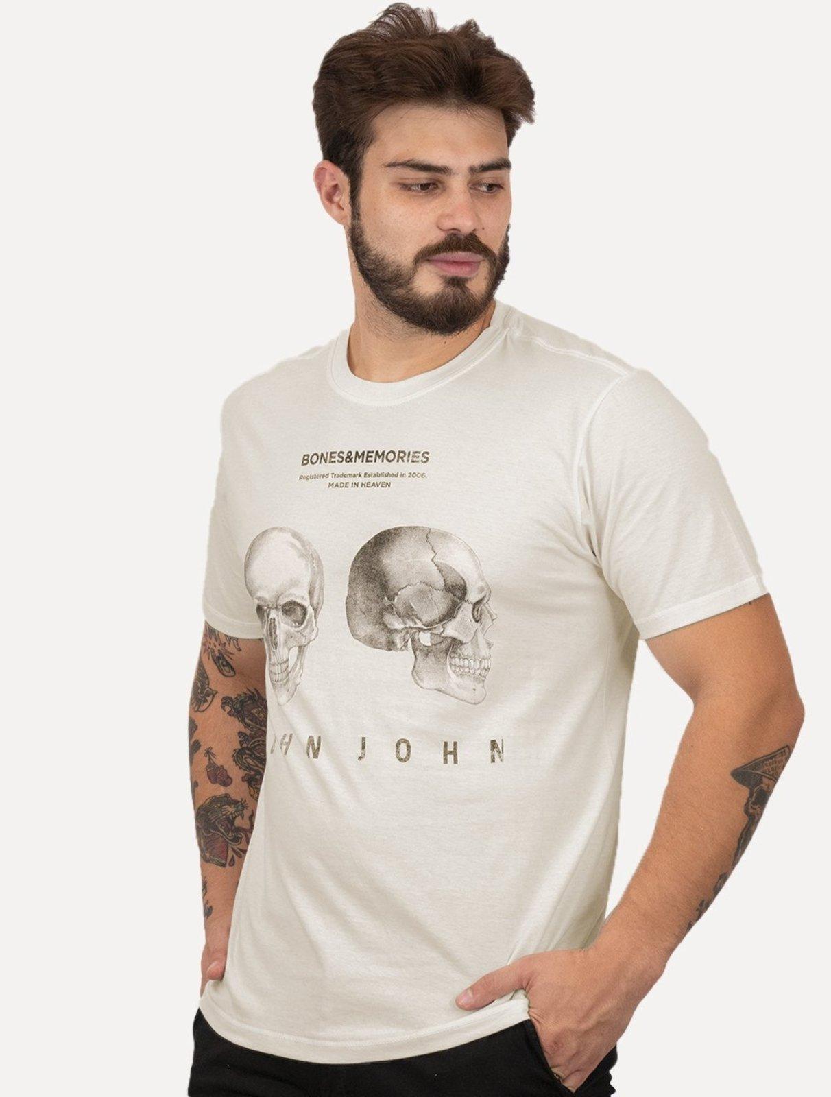 Camiseta John John Masculina Relaxed Fit Bones e Memories Off-White