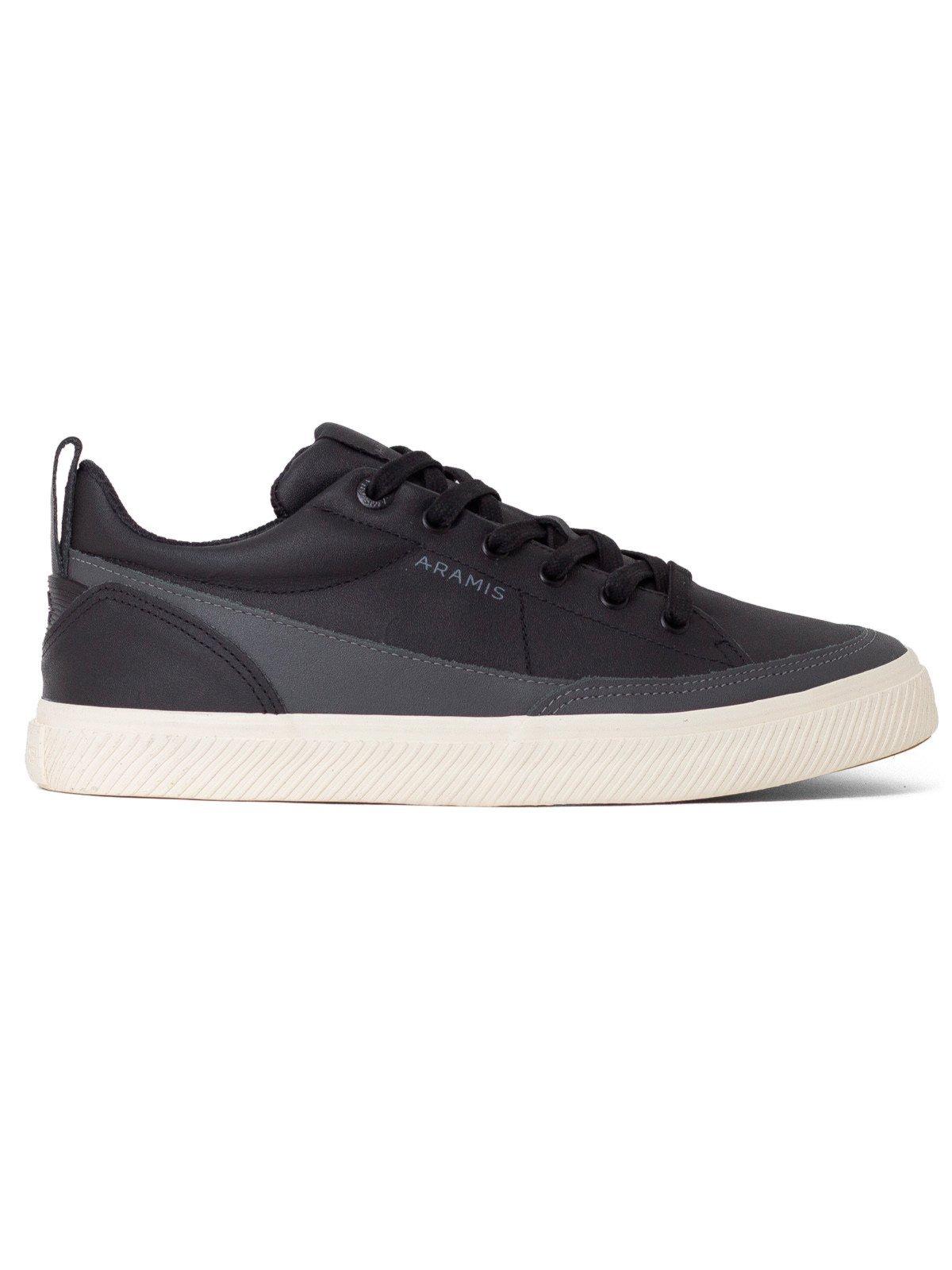 Tênis Masculino Aramis Casual Wave Step Couro Legítimo Cadarço Confortável Preto